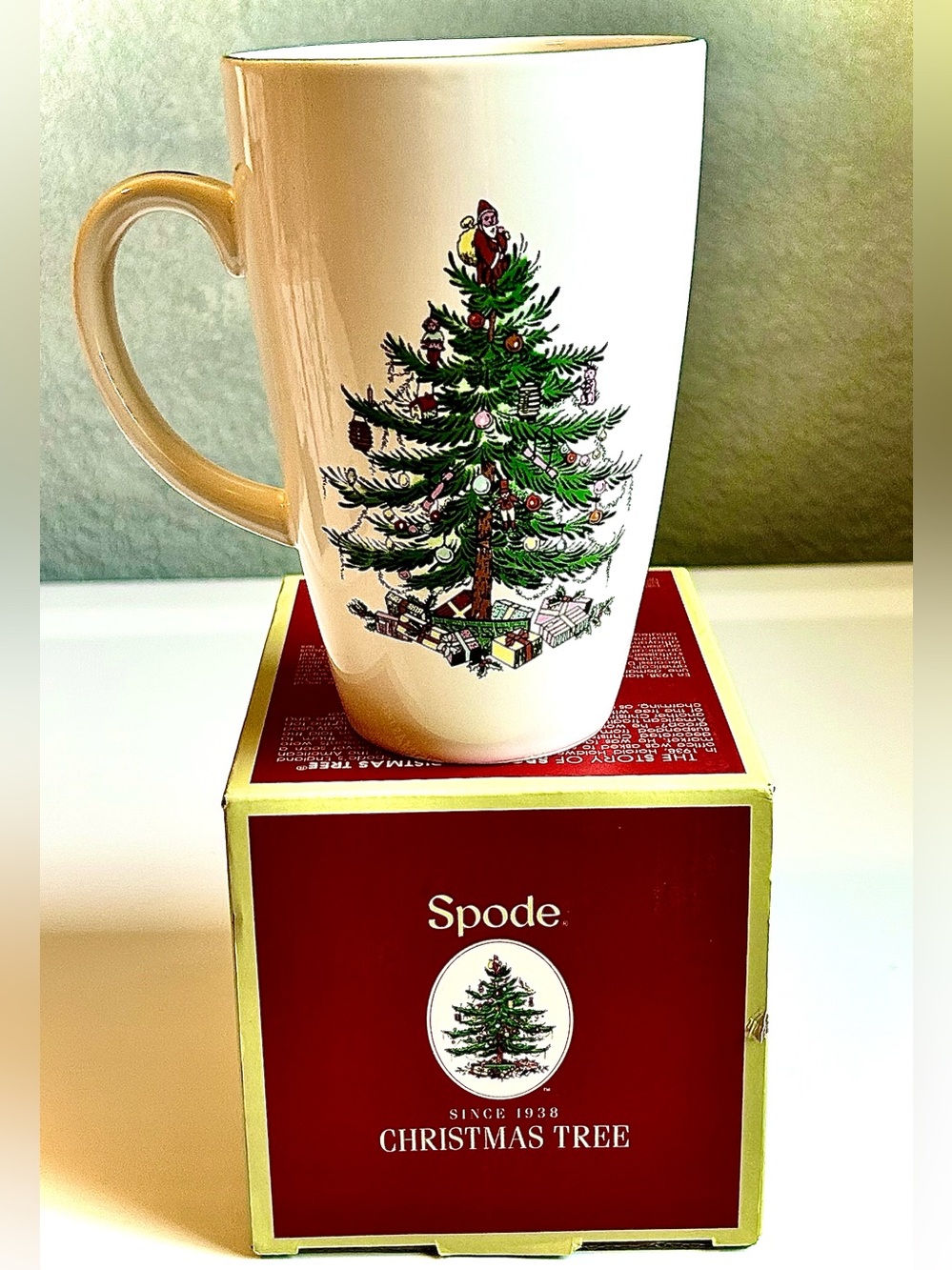 SPODE Christmas Tree Latte Mug LG 22oz in Collectible Holiday Gift Box NWT